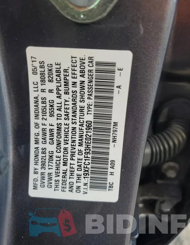 19XFC1F93HE021960 Photo# 12