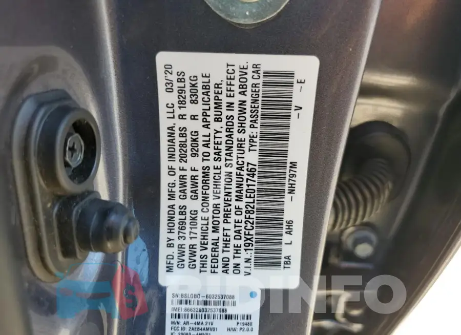 19XFC2F82LE017467 Photo# 12