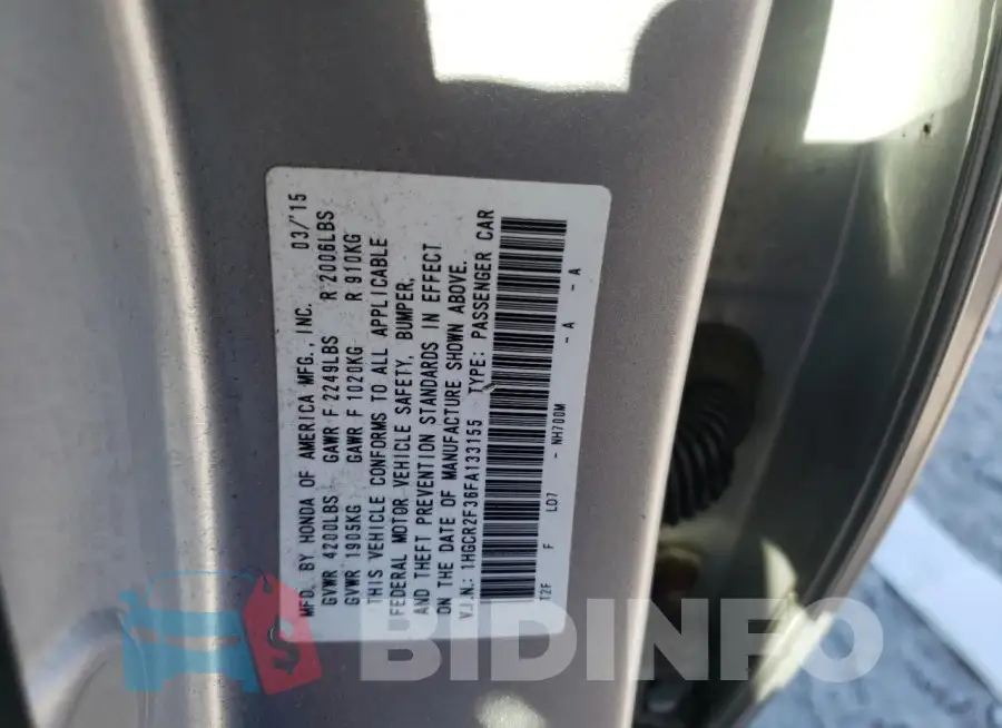 1HGCR2F36FA133155 Photo# 13