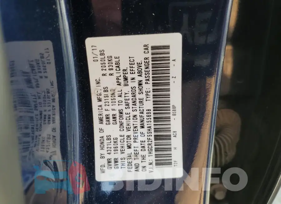 1HGCR2F55HA155698 Photo# 12
