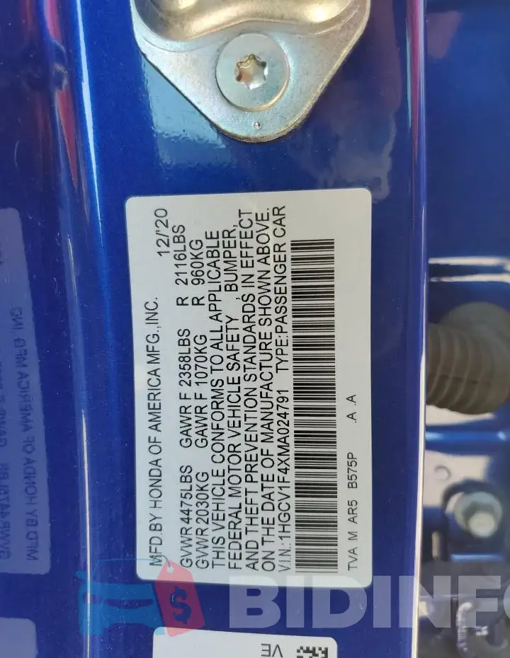 1HGCV1F4XMA024791 Photo# 13