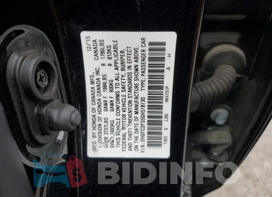 2HGFC2F55GH518130 Photo# 12