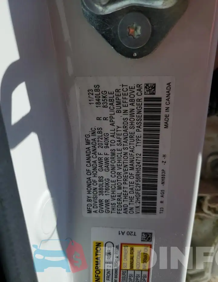 2HGFE2F56RH524712 Photo# 13