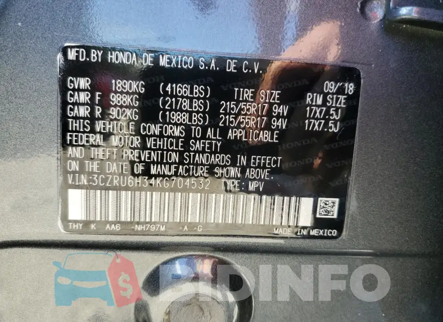 3CZRU6H34KG704532 Photo# 13