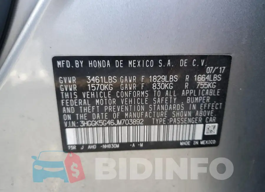 3HGGK5G46JM703892 Photo# 12