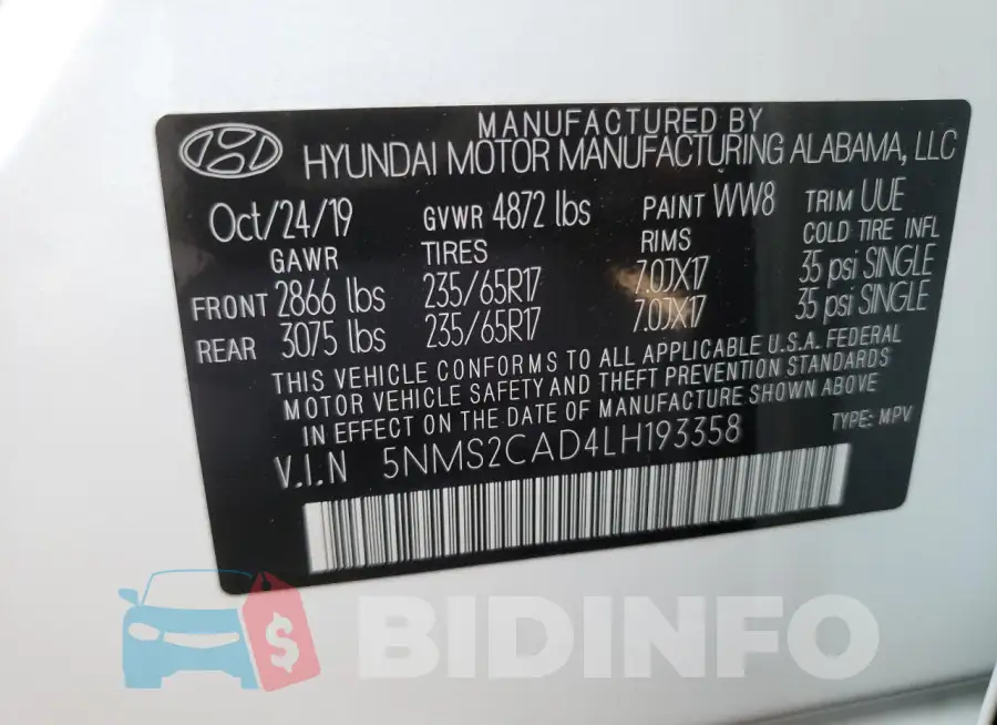 5NMS2CAD4LH193358 Photo# 14