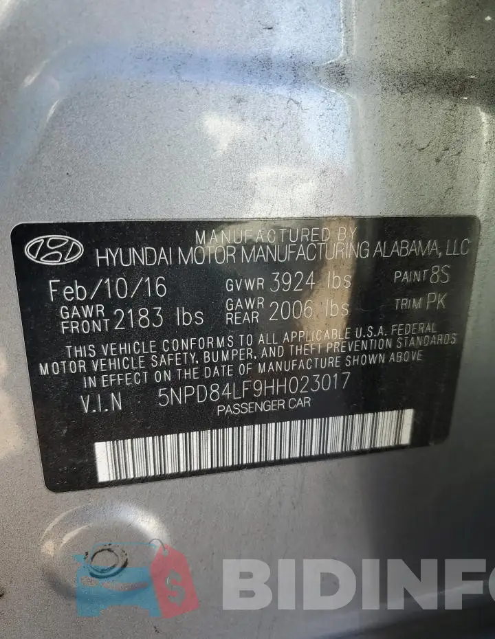 5NPD84LF9HH023017 Photo# 12
