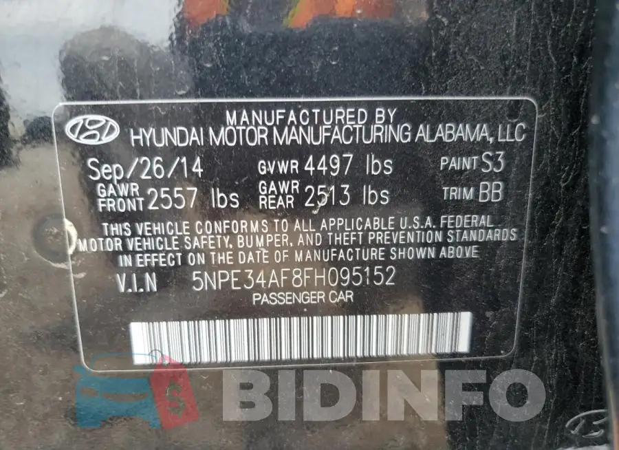5NPE34AF8FH095152 Photo# 13