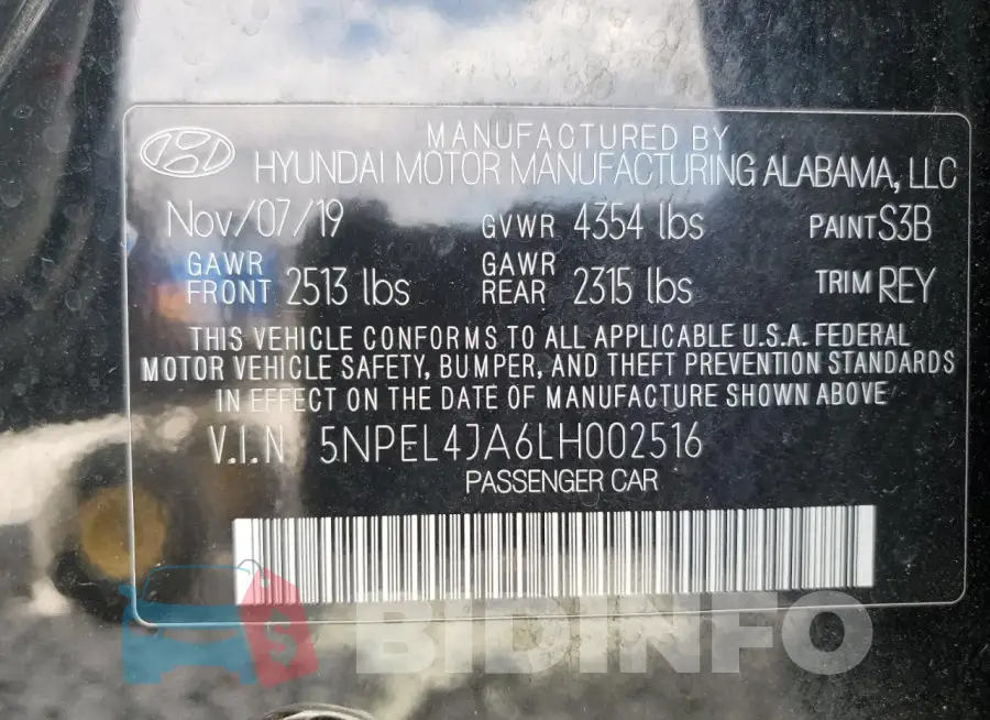 5NPEL4JA6LH002516 Photo# 12