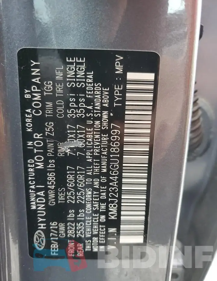 KM8J23A46GU186997 Photo# 13