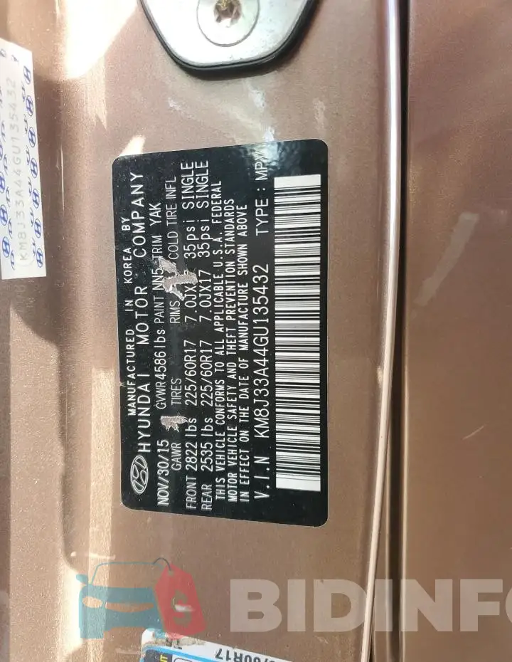 KM8J33A44GU135432 Photo# 13