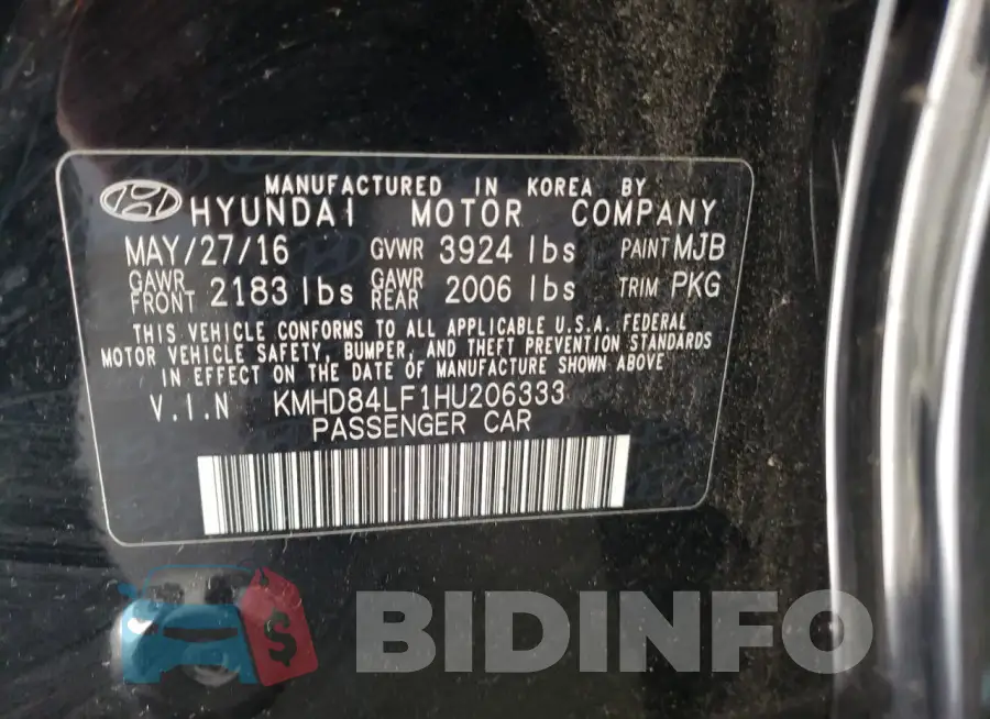 KMHD84LF1HU206333 Photo# 12