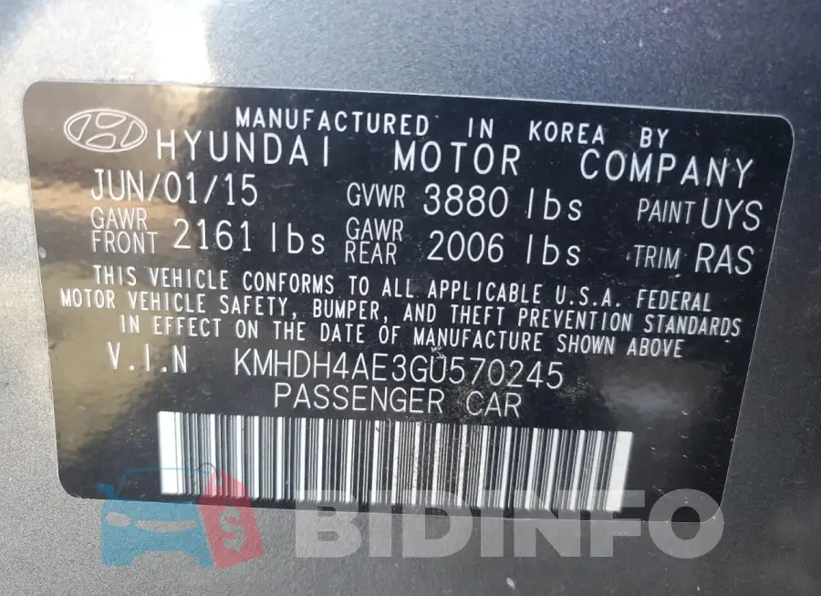 KMHDH4AE3GU570245 Photo# 13
