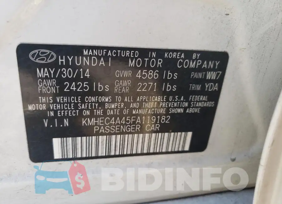 KMHEC4A45FA119182 Photo# 13