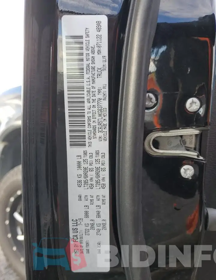 3C6UR5TLXKG637770 Photo# 12