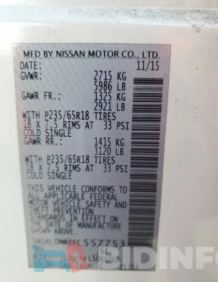 5N1AL0MMXFC557753 Photo# 13