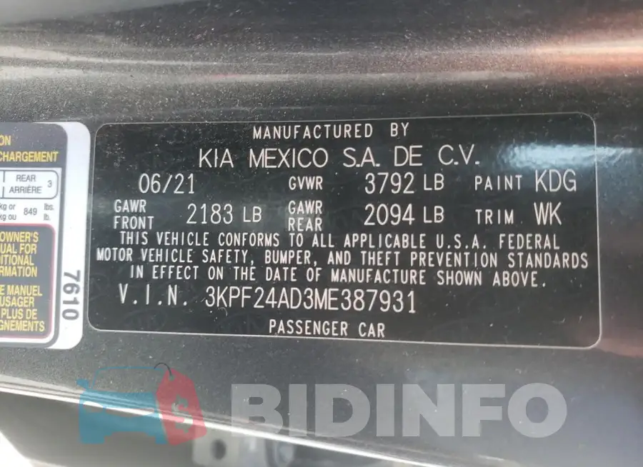 3KPF24AD3ME387931 Photo# 13
