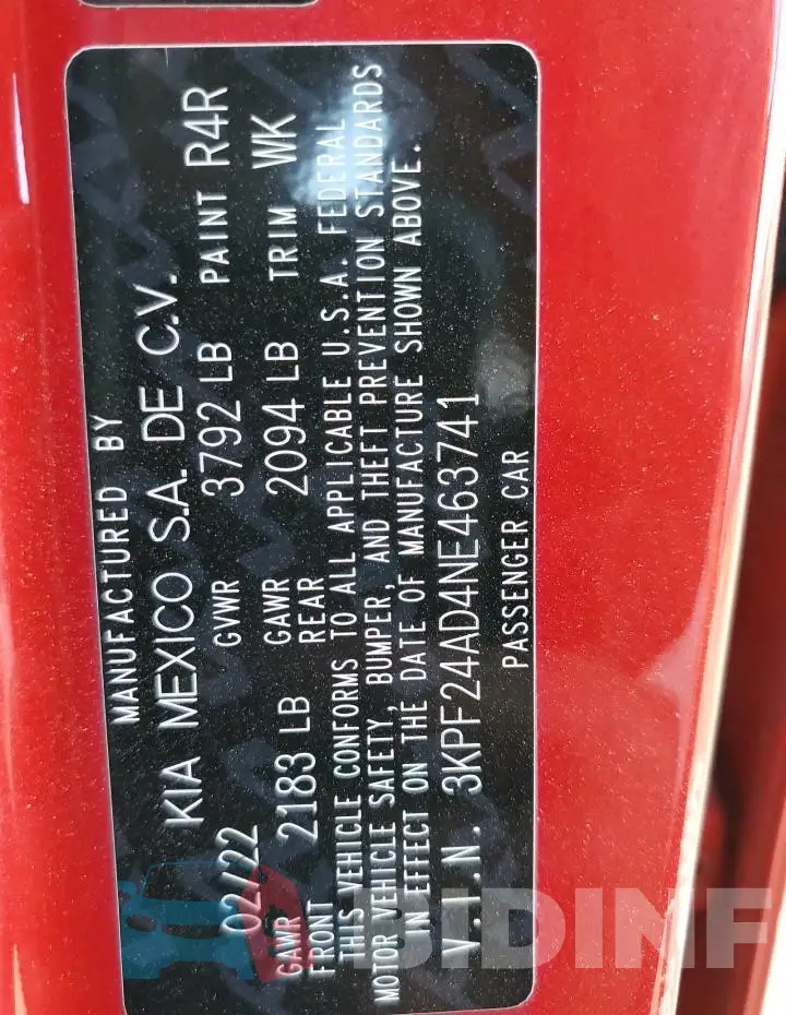 3KPF24AD4NE463741 Photo# 12