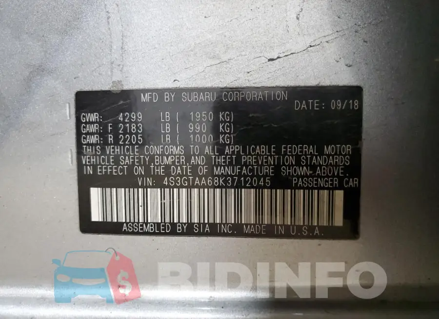 4S3GTAA68K3712045 Photo# 13