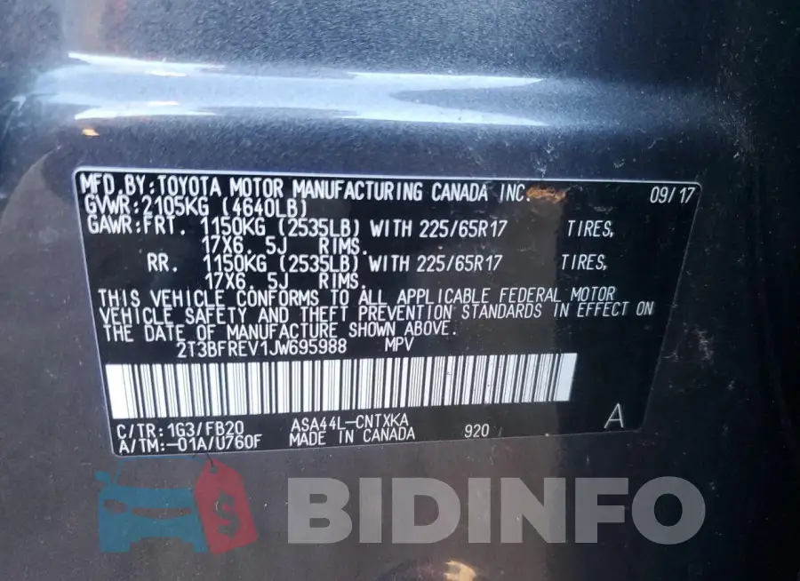 2T3BFREV1JW695988 Photo# 14
