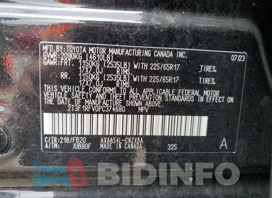 2T3F1RFV0PC374680 Photo# 13