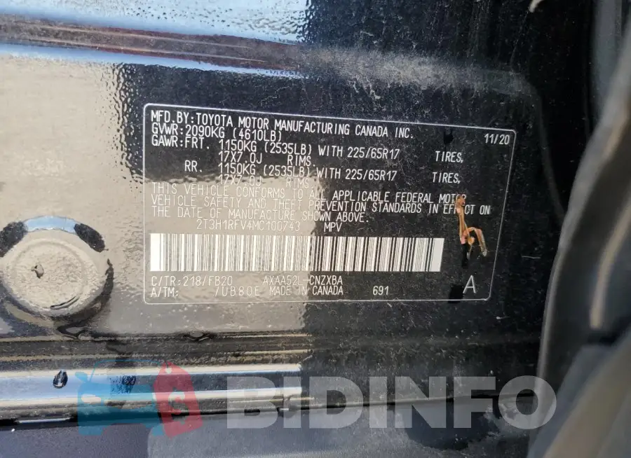 2T3H1RFV4MC100743 Photo# 14