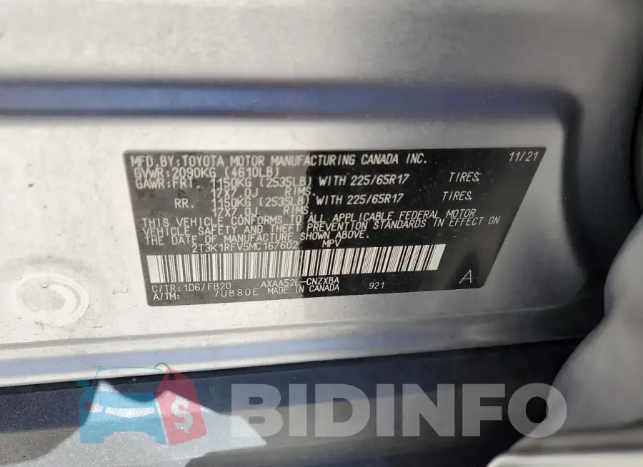 2T3K1RFV5MC167602 Photo# 14