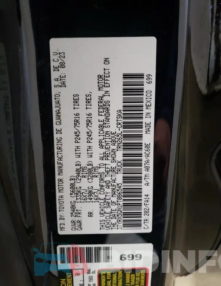 3TYRX5GN1PT086545 Photo# 12