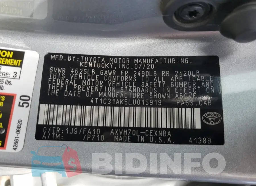 4T1C31AK5LU015919 Photo# 12