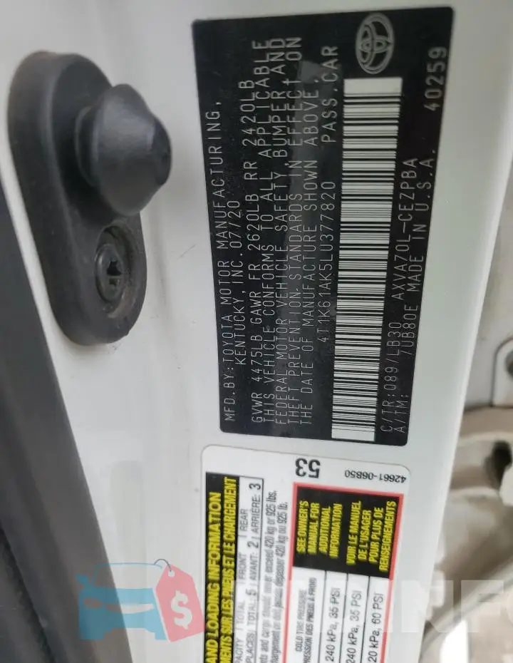 4T1K61AK5LU377820 Photo# 12