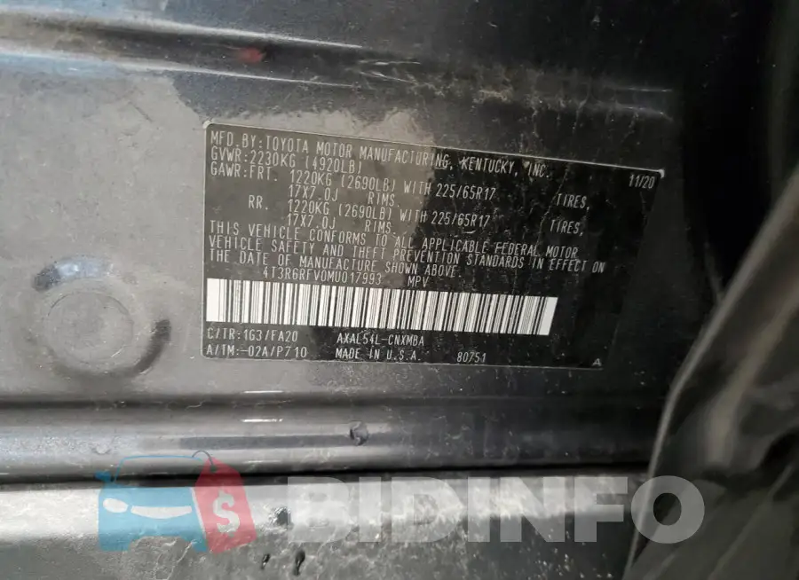 4T3R6RFV0MU017993 Photo# 12