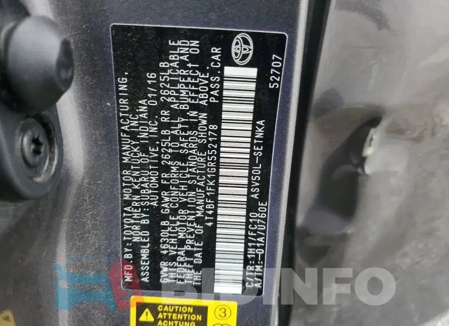 4T4BF1FK1GR552178 Photo# 12
