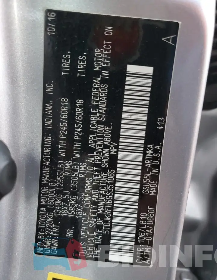 5TDJKRFH6GS351065 Photo# 14