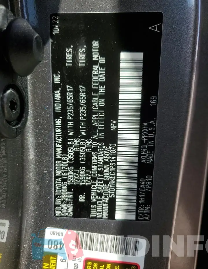 5TDYRKEC1PS141870 Photo# 14