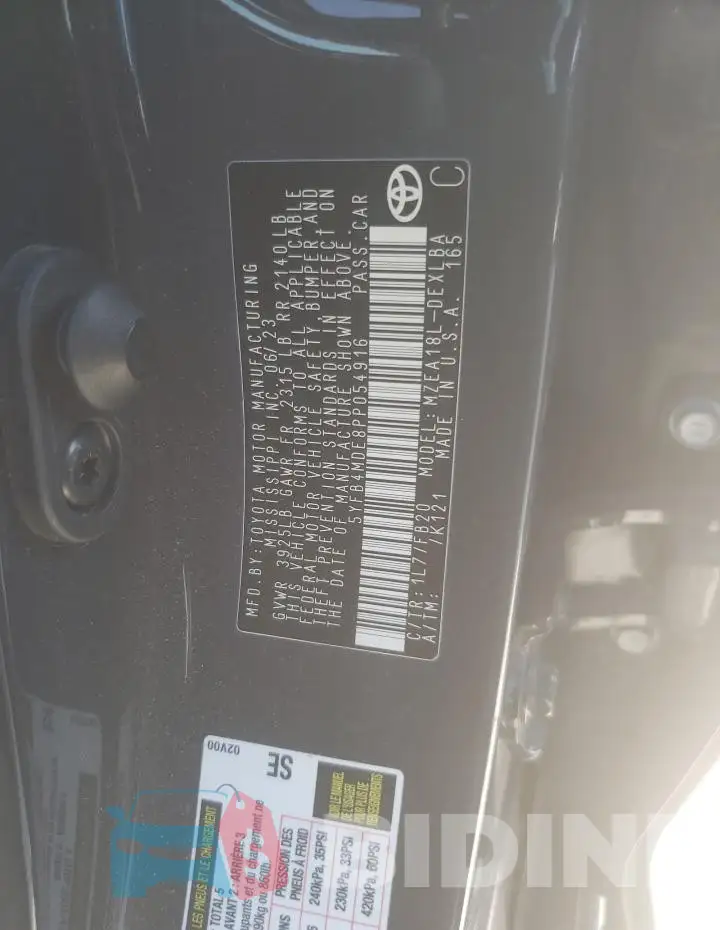 5YFB4MDE8PP054916 Photo# 12