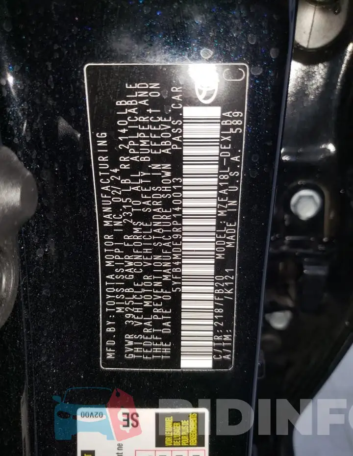 5YFB4MDE9RP140013 Photo# 13