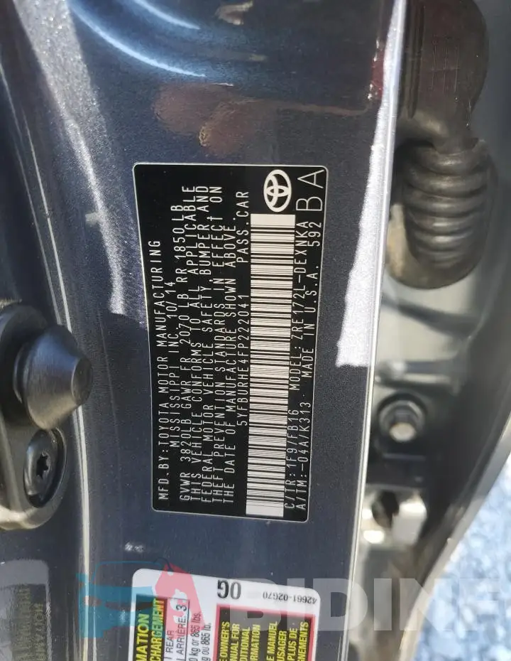 5YFBURHE4FP222041 Photo# 13