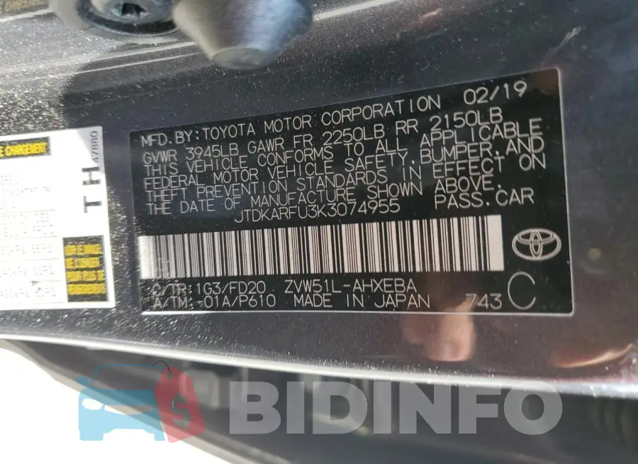 JTDKARFU3K3074955 Photo# 12