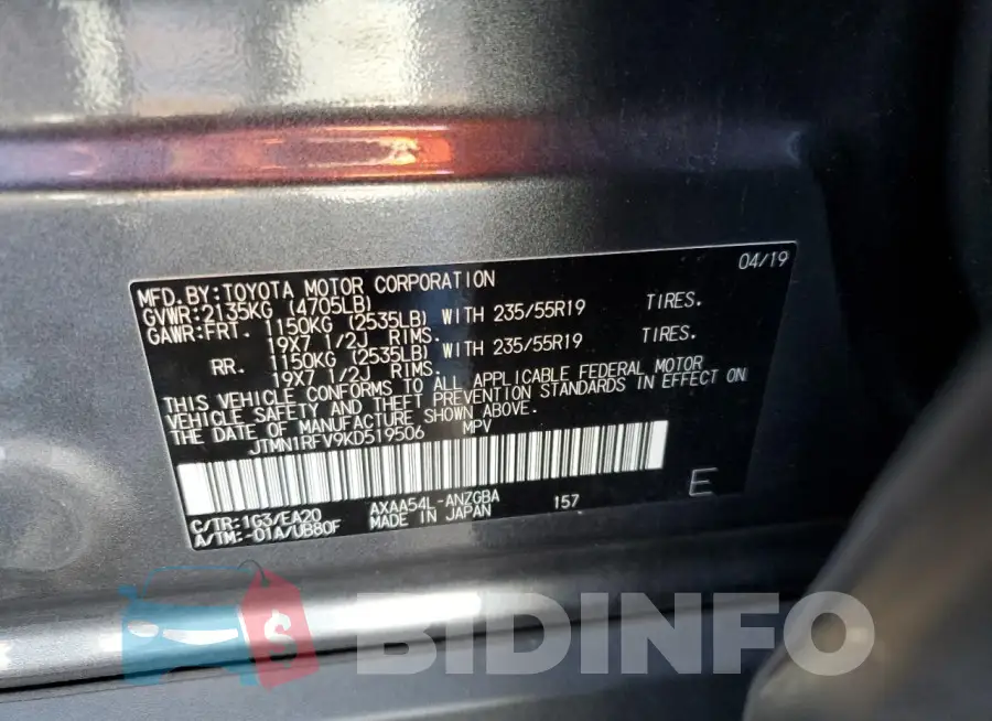 JTMN1RFV9KD519506 Photo# 14
