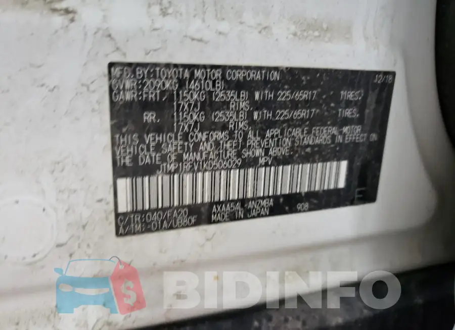 JTMP1RFV1KD506029 Photo# 13