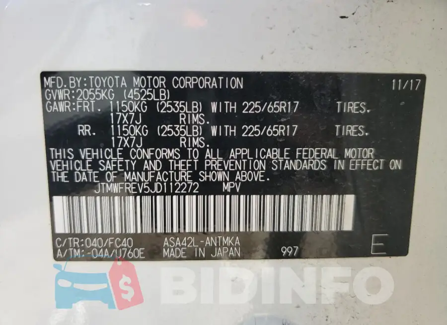 JTMWFREV5JD112272 Photo# 13