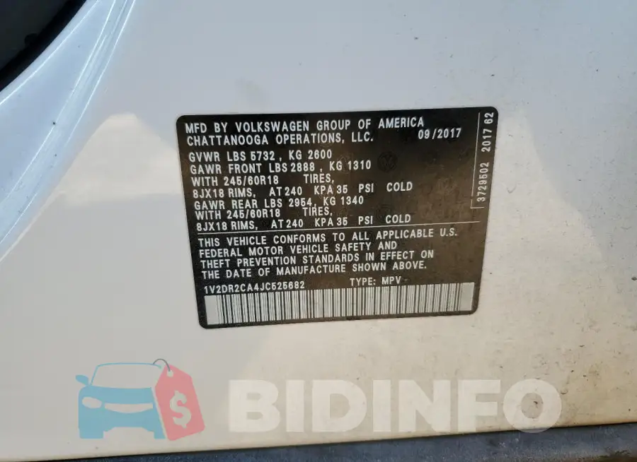1V2DR2CA4JC525682 Photo# 14