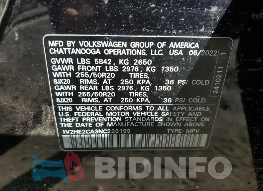 1V2HE2CA3NC226199 Photo# 13