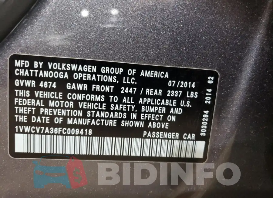 1VWCV7A36FC009418 Photo# 13