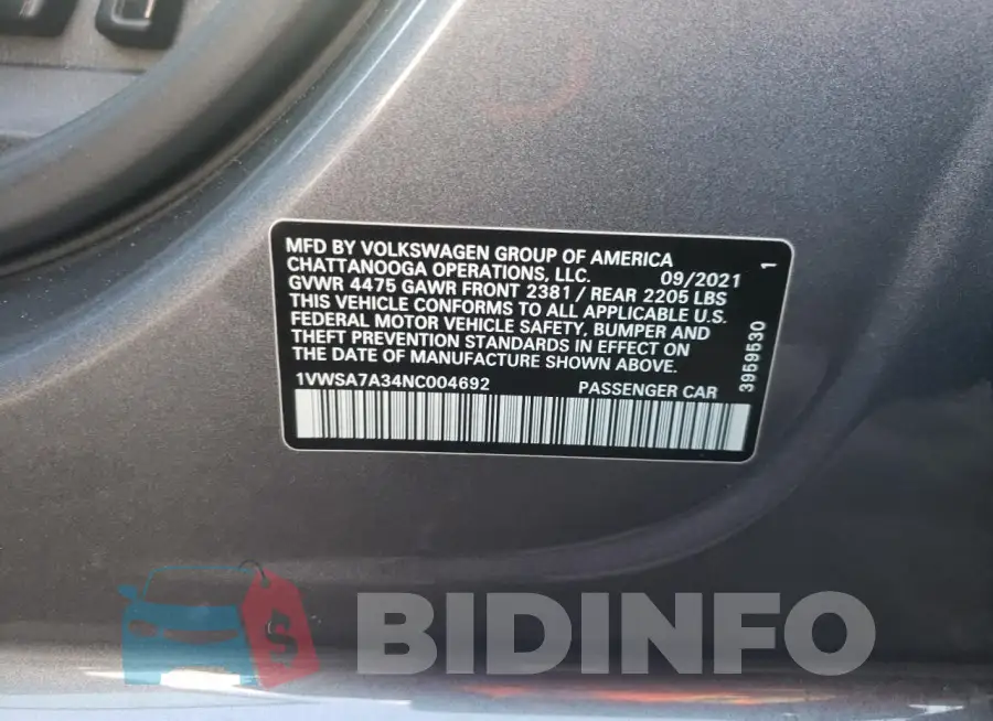 1VWSA7A34NC004692 Photo# 12