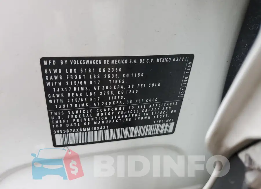 3VV3B7AX8MM109421 Photo# 13