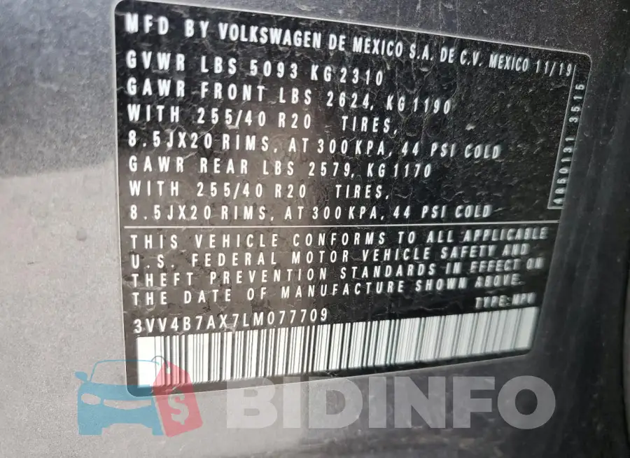 3VV4B7AX7LM077709 Photo# 13
