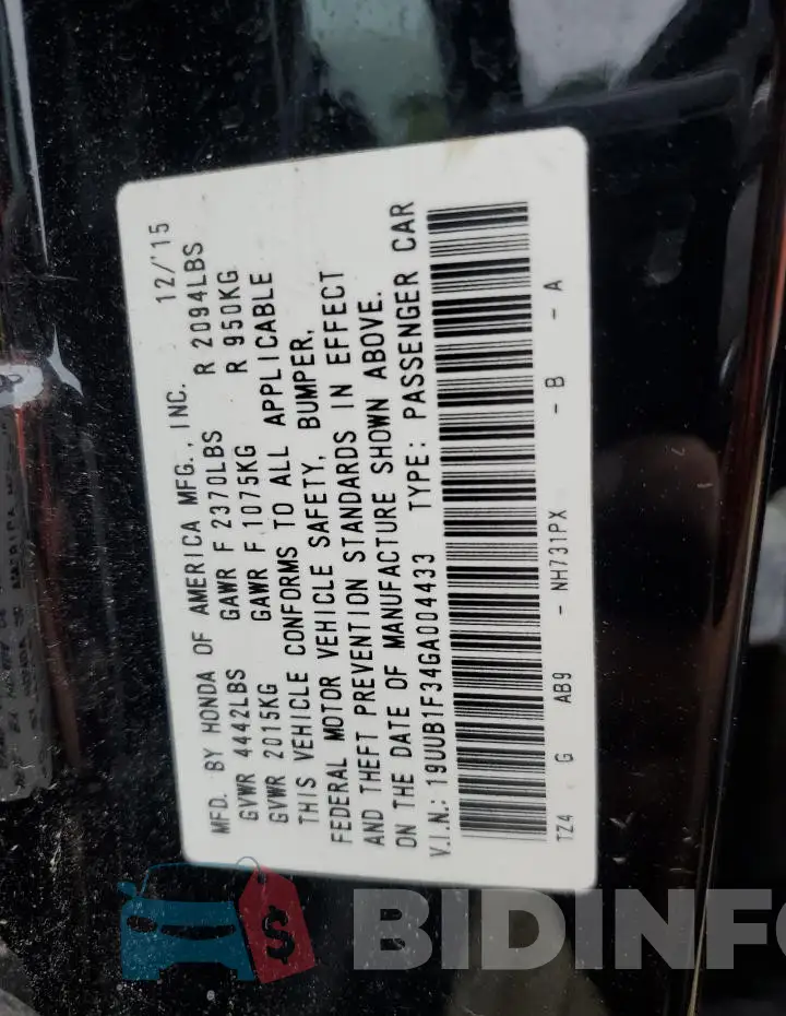 19UUB1F34GA004433 Photo# 13