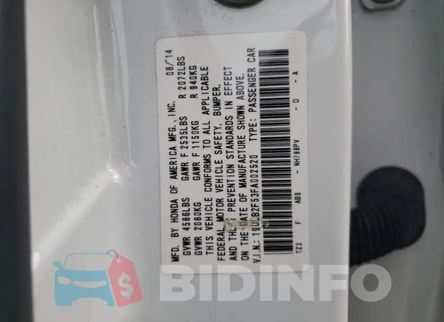 19UUB2F53FA002520 Photo# 12