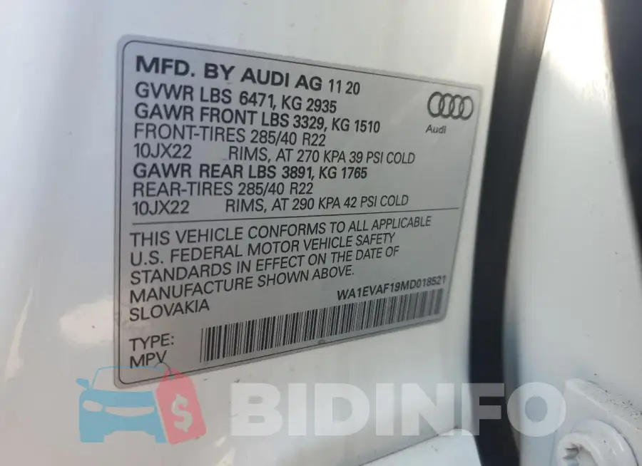 WA1EVAF19MD018521 Photo# 13
